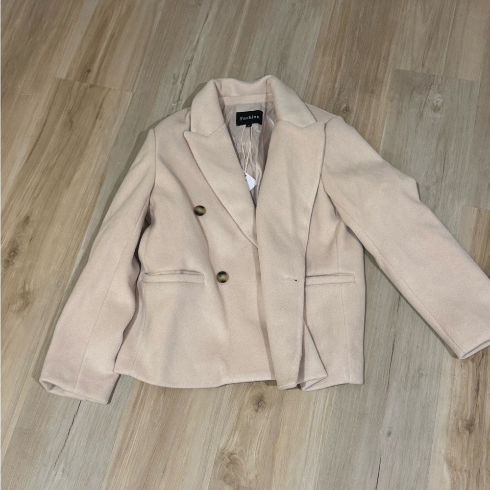 Beige Women's Double-Breasted Coat